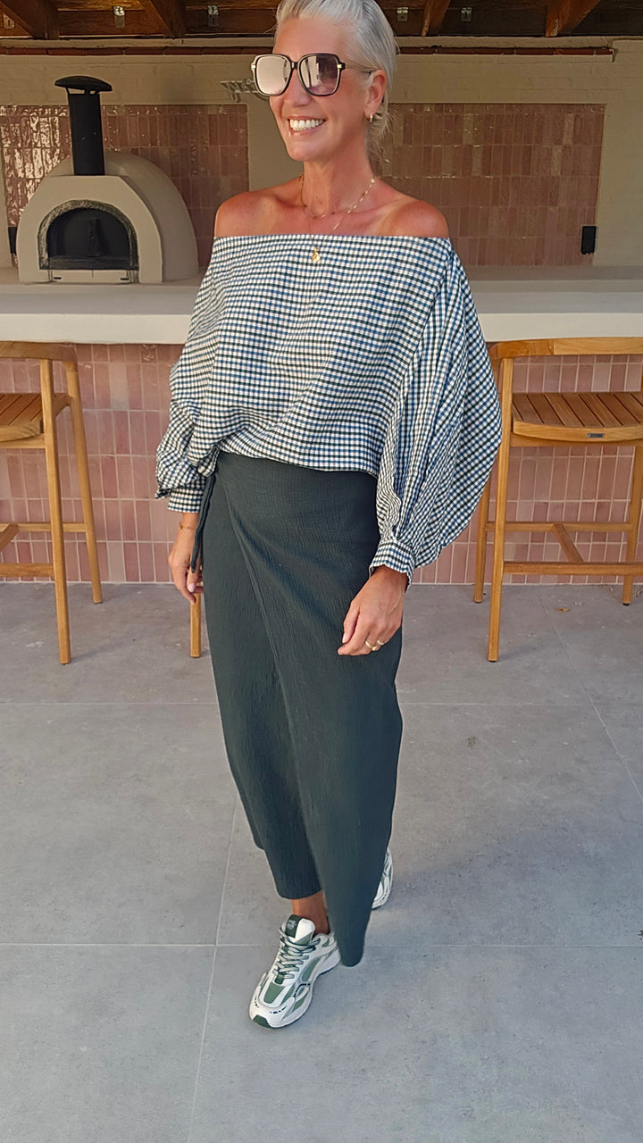 VIKI blouse khaki blue