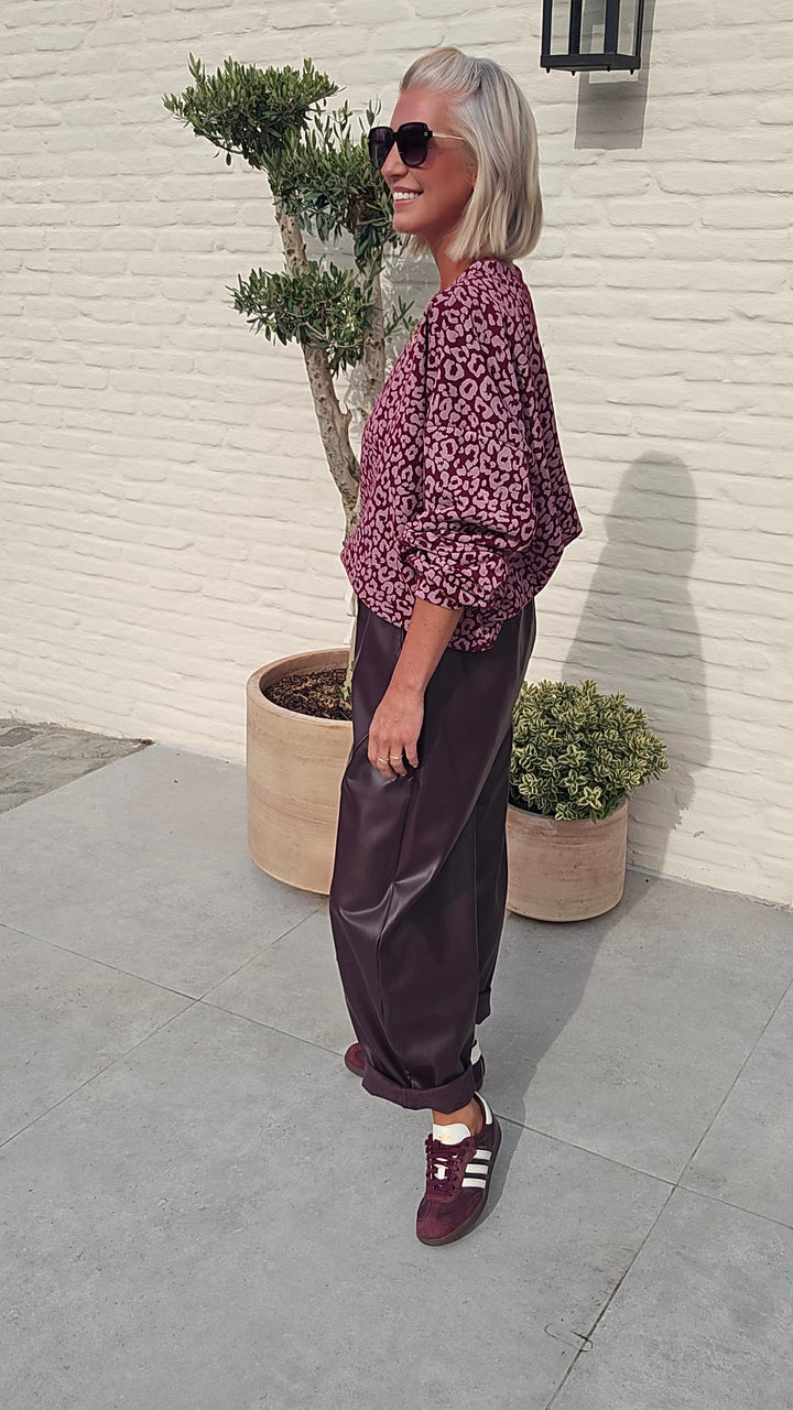 FENNE faux leather balloon pants burgundy