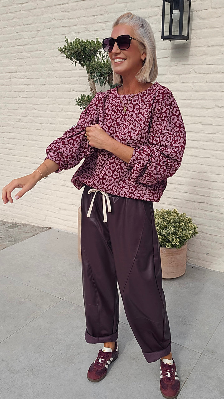 FENNE faux leather balloon pants burgundy