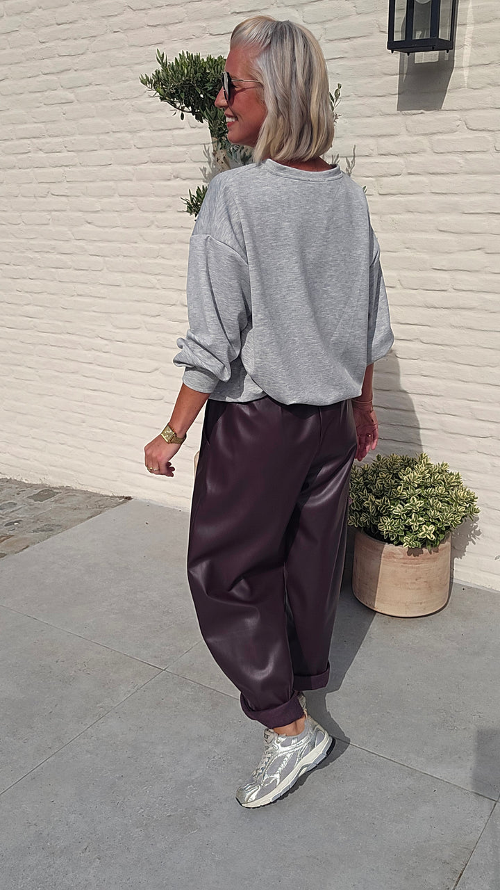 FENNE faux leather balloon pants burgundy