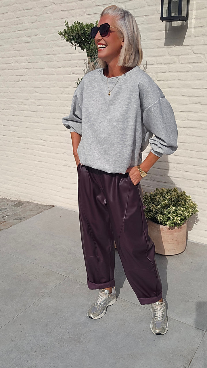 FENNE faux leather balloon pants burgundy