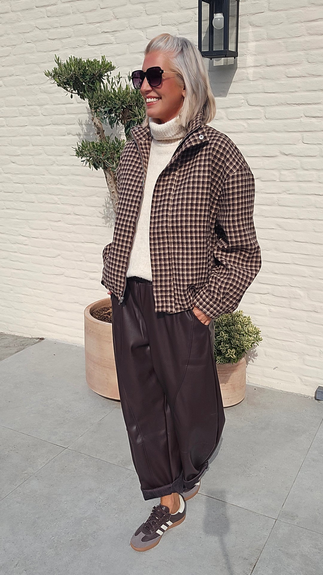 FENNE faux leather balloon pants chocolat
