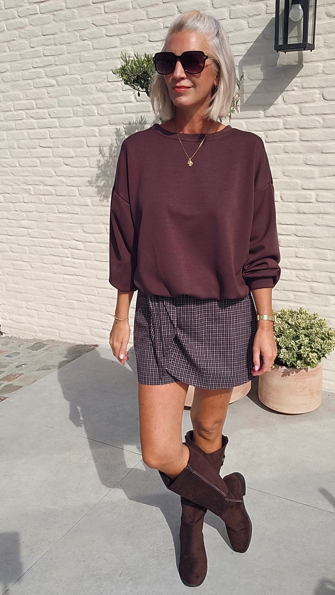 JILL checked skort chocolat