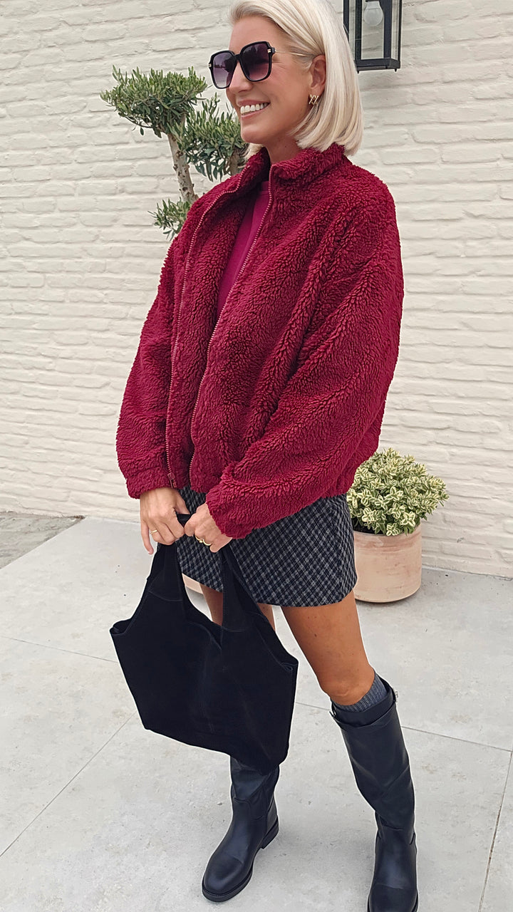 DINA teddy jacket burgundy