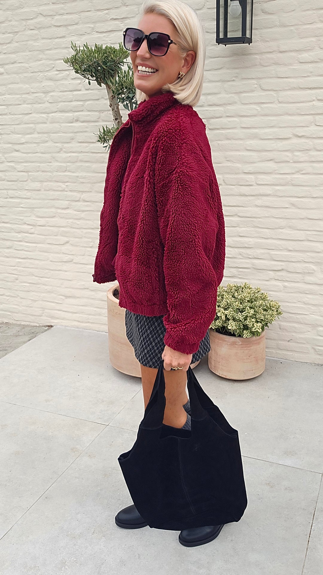 DINA teddy jacket burgundy