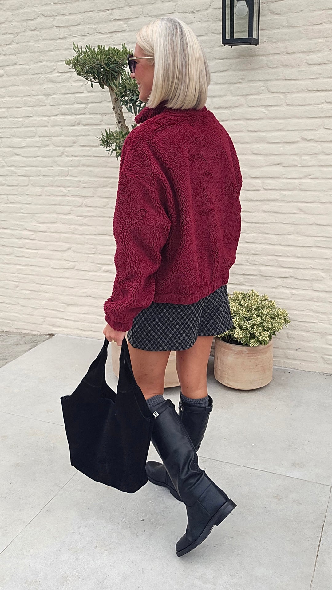 DINA teddy jacket burgundy