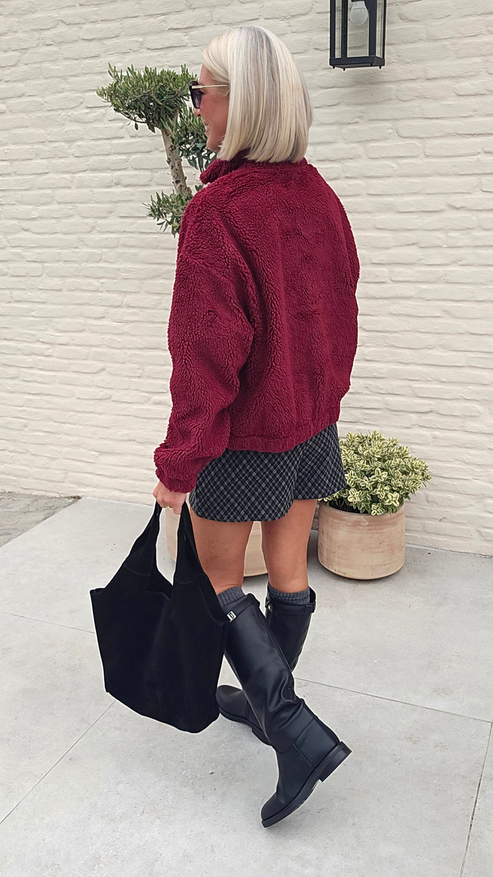 DINA teddy jacket burgundy