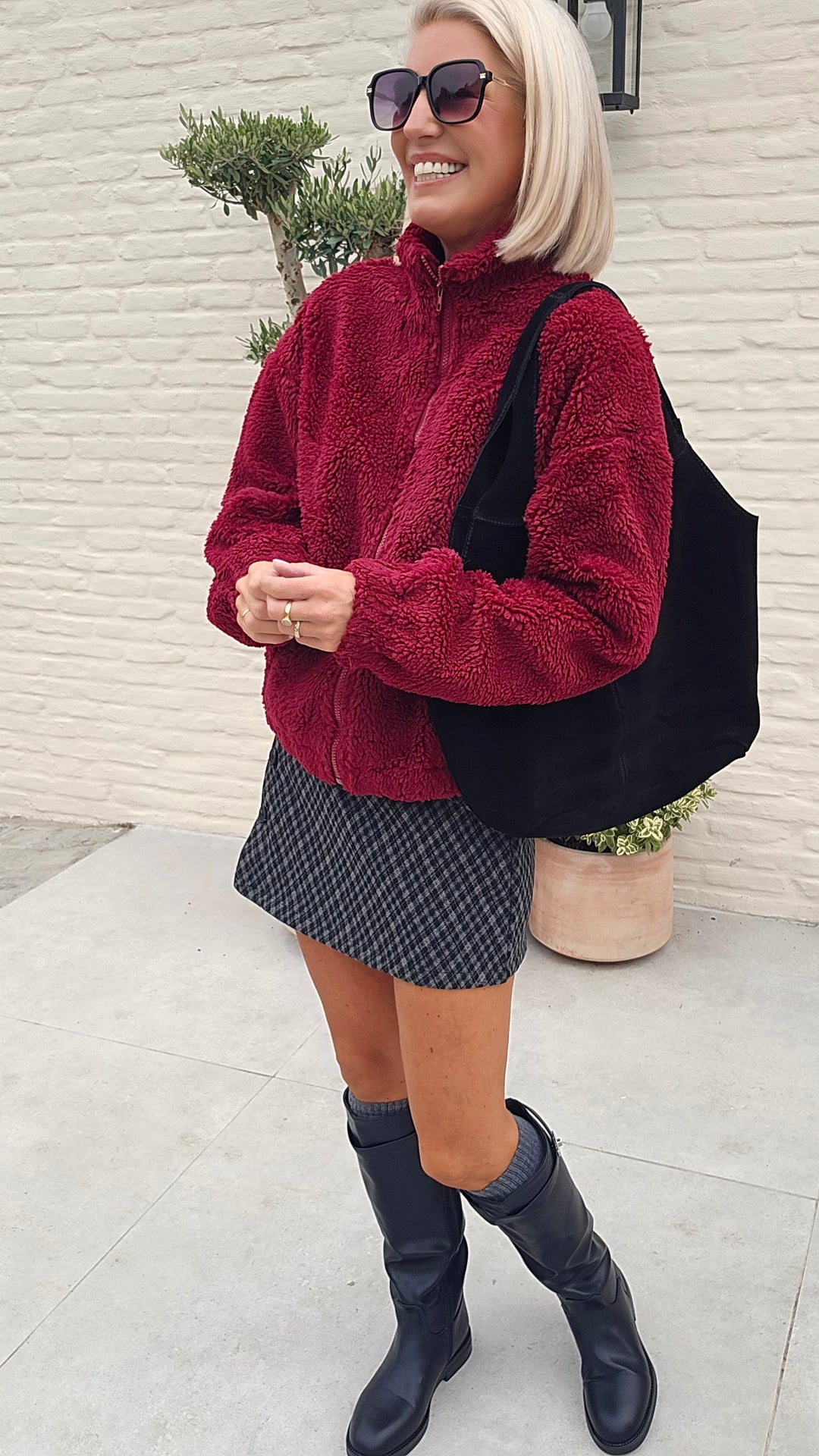 DINA teddy jacket burgundy