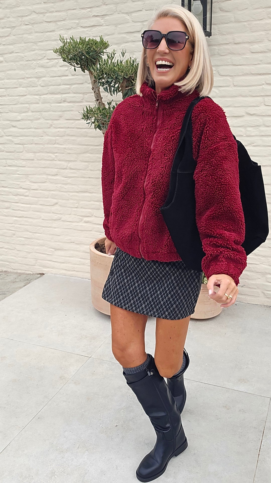 DINA teddy jacket burgundy