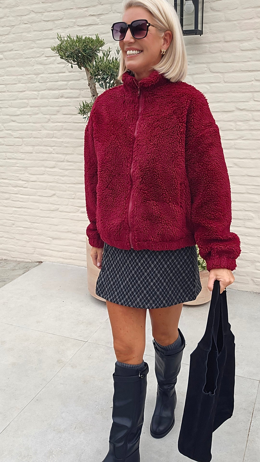 DINA teddy jacket burgundy