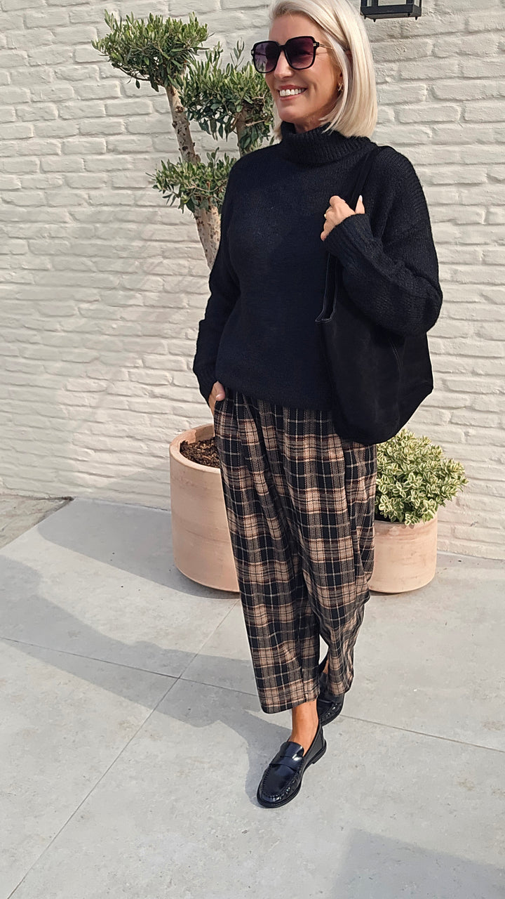 NOAH check pants taupe