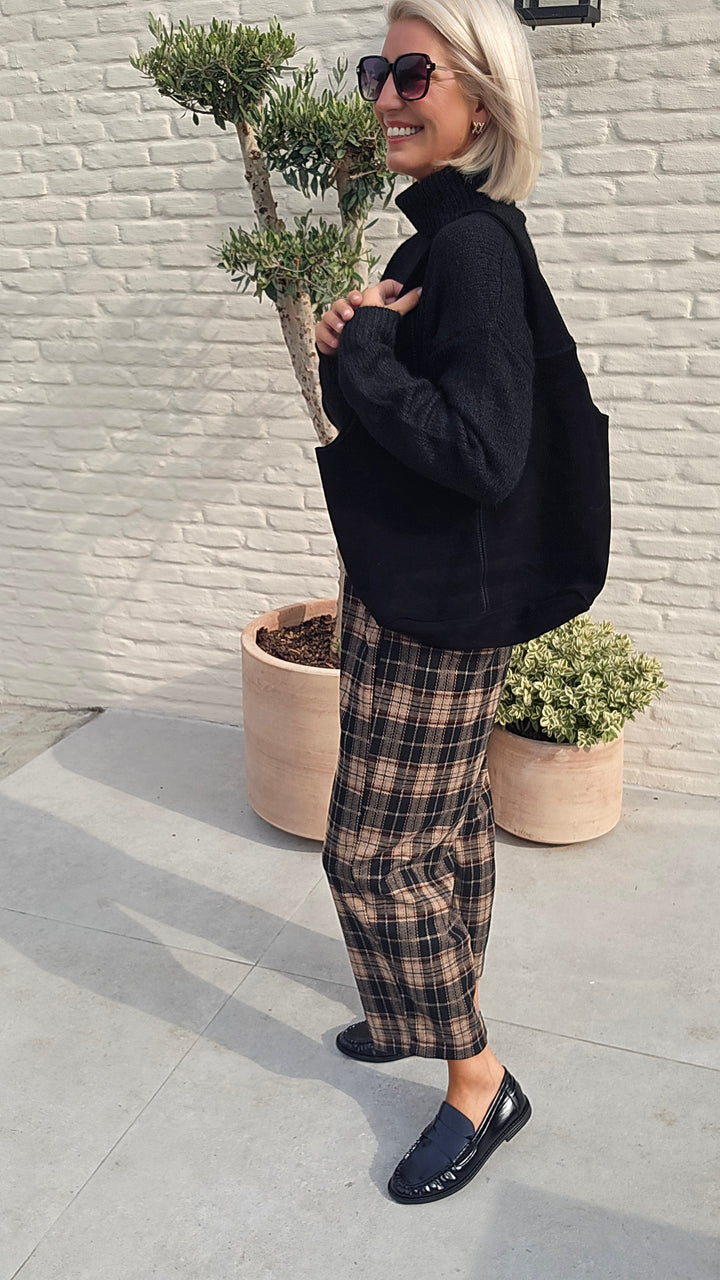 NOAH check pants taupe