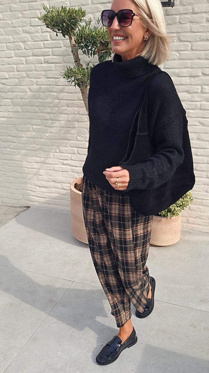 NOAH check pants taupe