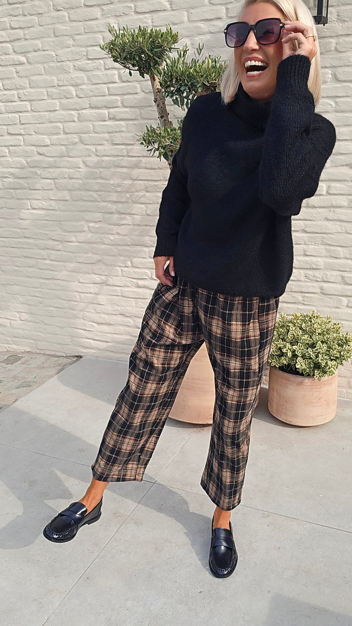 NOAH check pants taupe