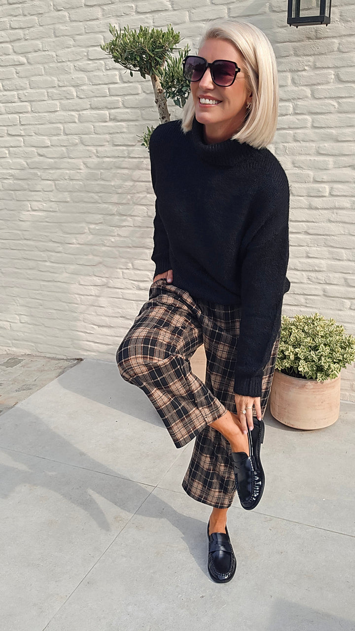 NOAH check pants taupe