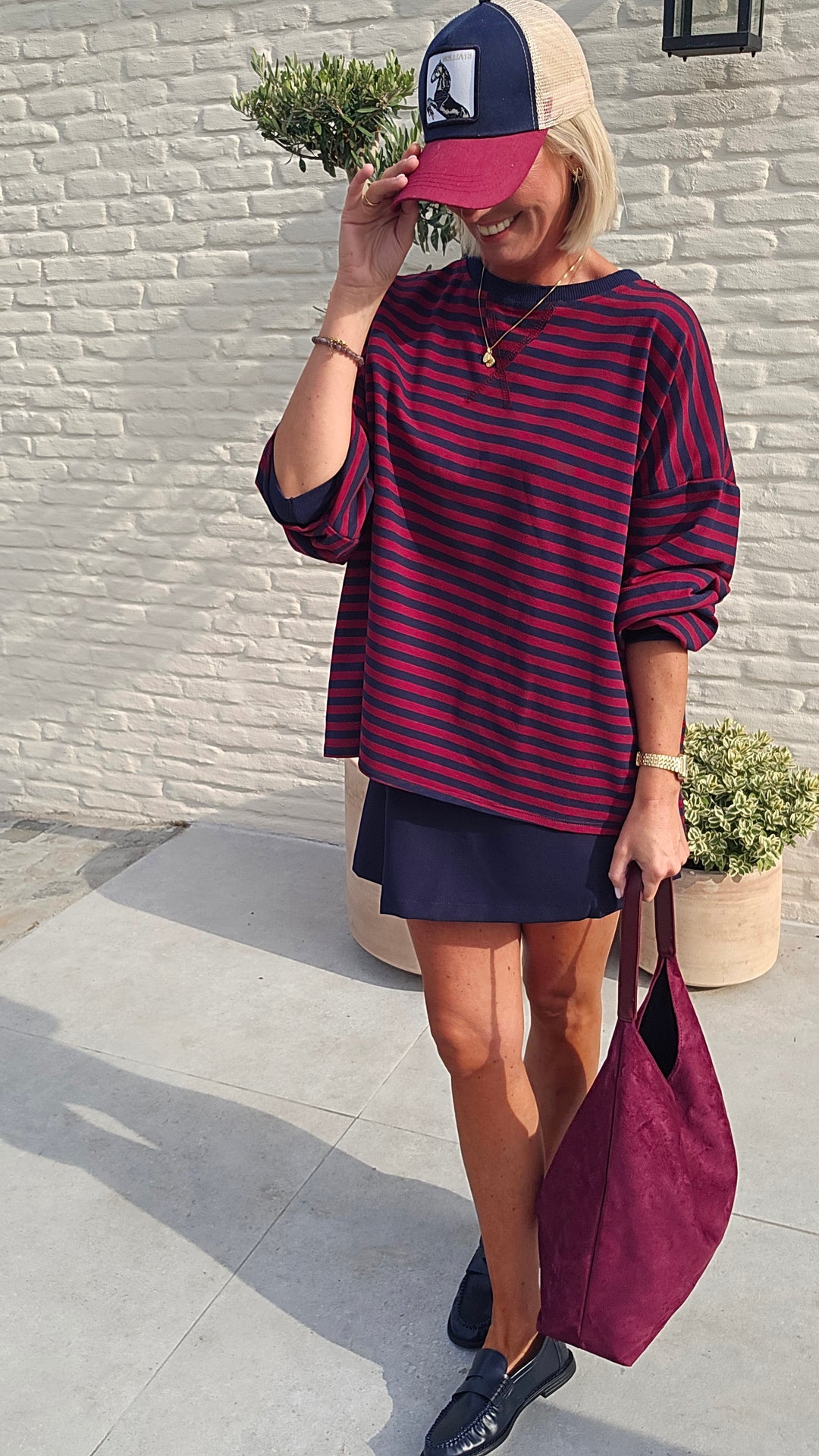 BIEKE light sweatshirt burgundy navy