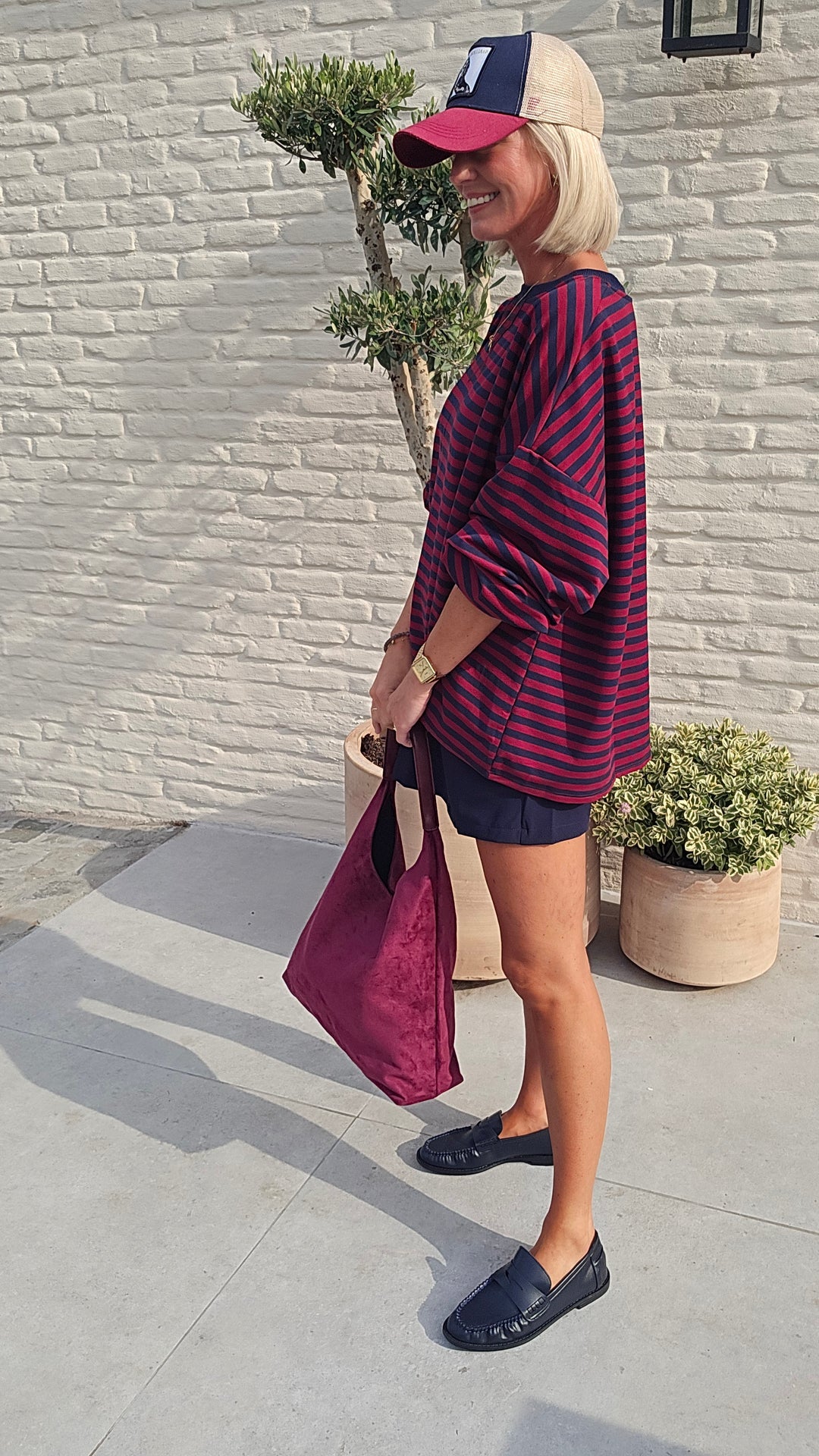 BIEKE light sweatshirt burgundy navy
