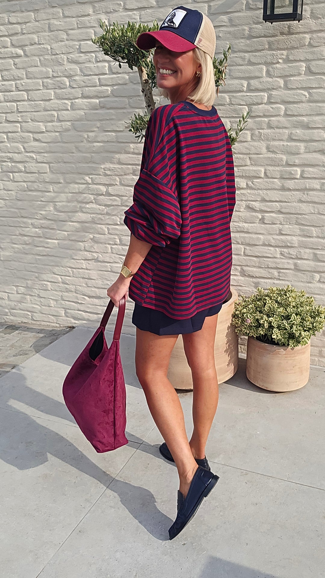 BIEKE light sweatshirt burgundy navy