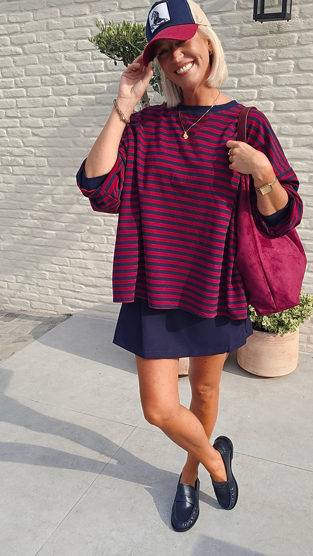 BIEKE light sweatshirt burgundy navy