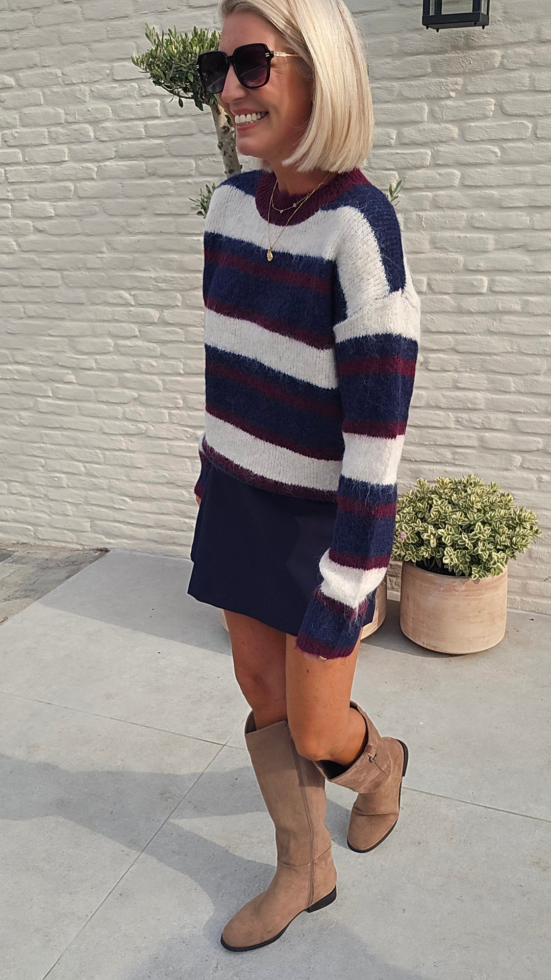 CLEMENCE striped knit navy