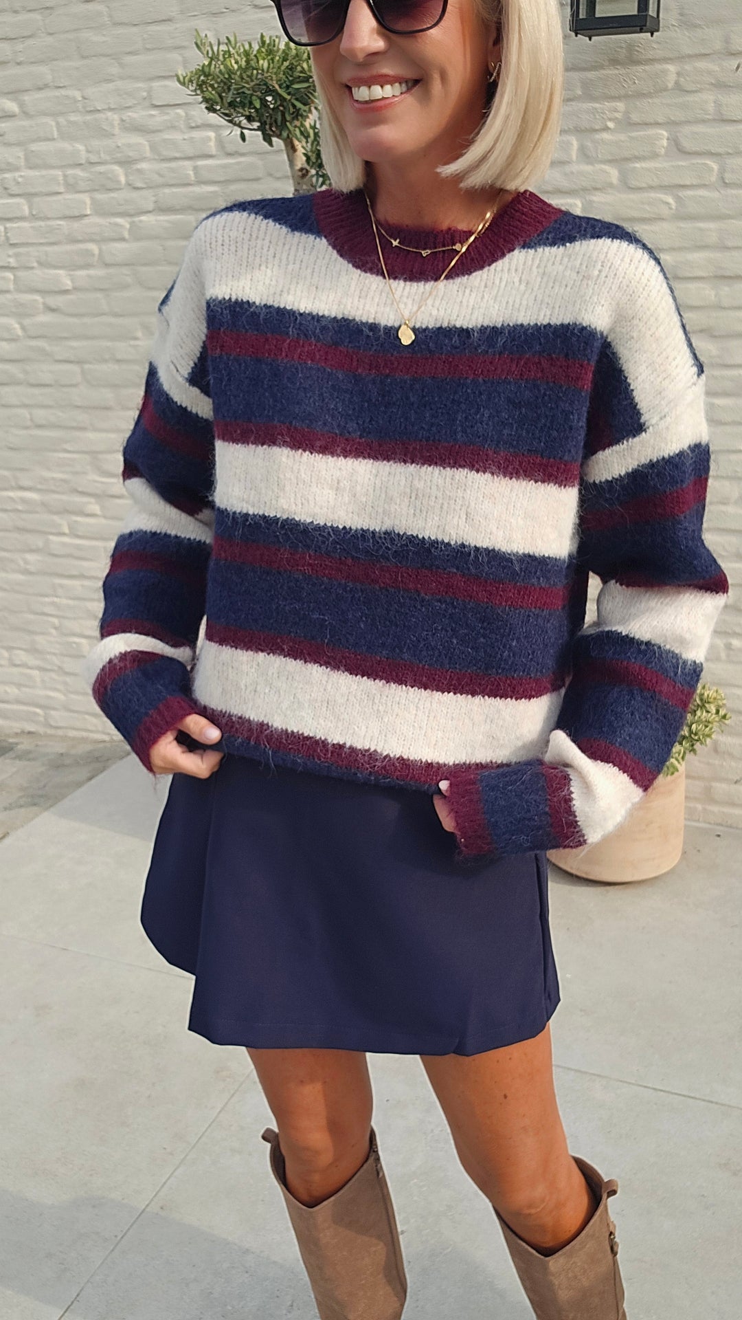 CLEMENCE striped knit navy