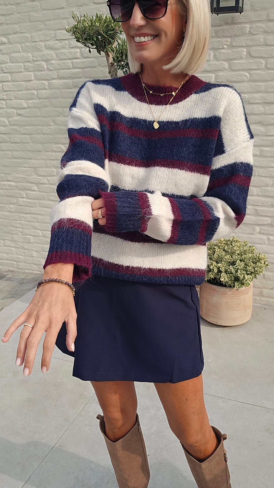 CLEMENCE striped knit navy