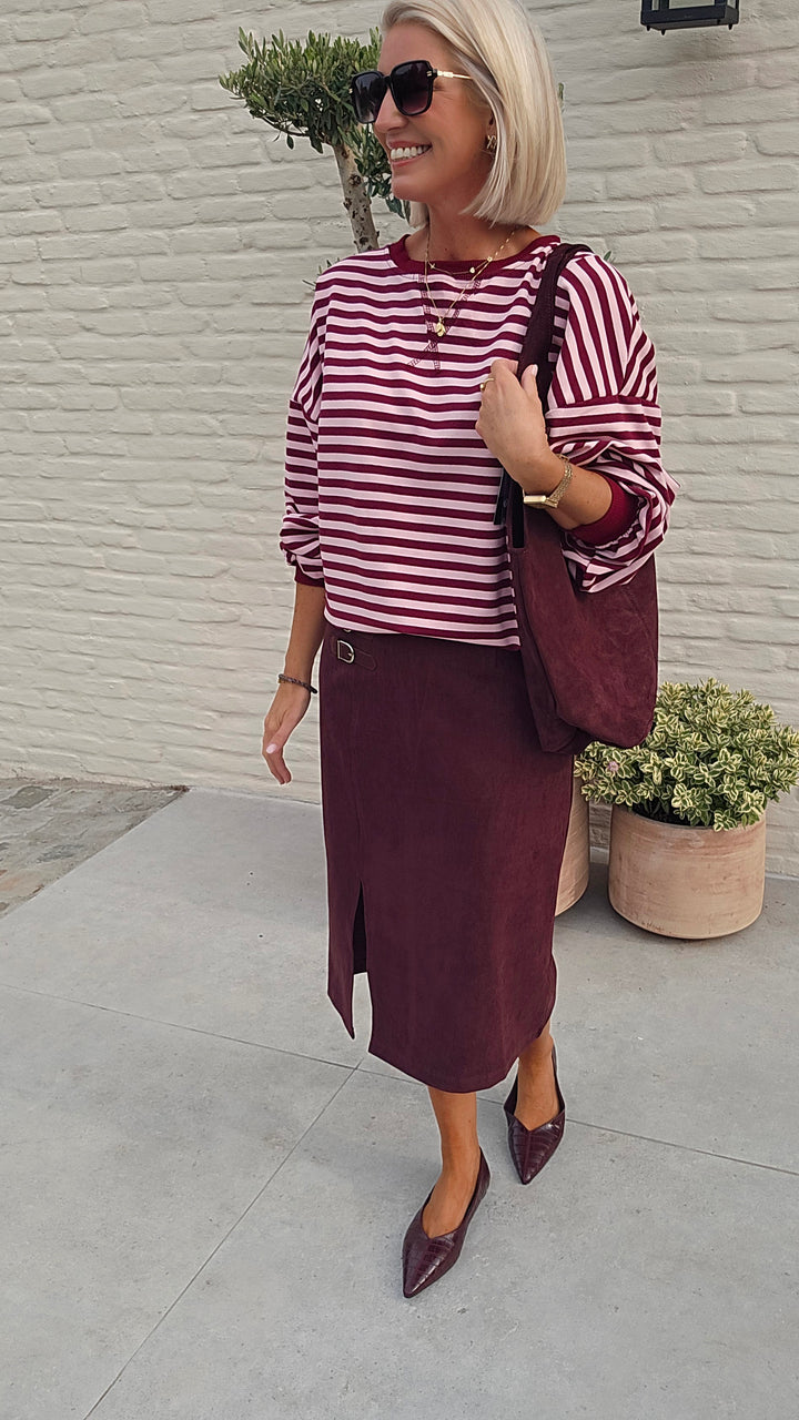 BRITT suede skirt burgundy