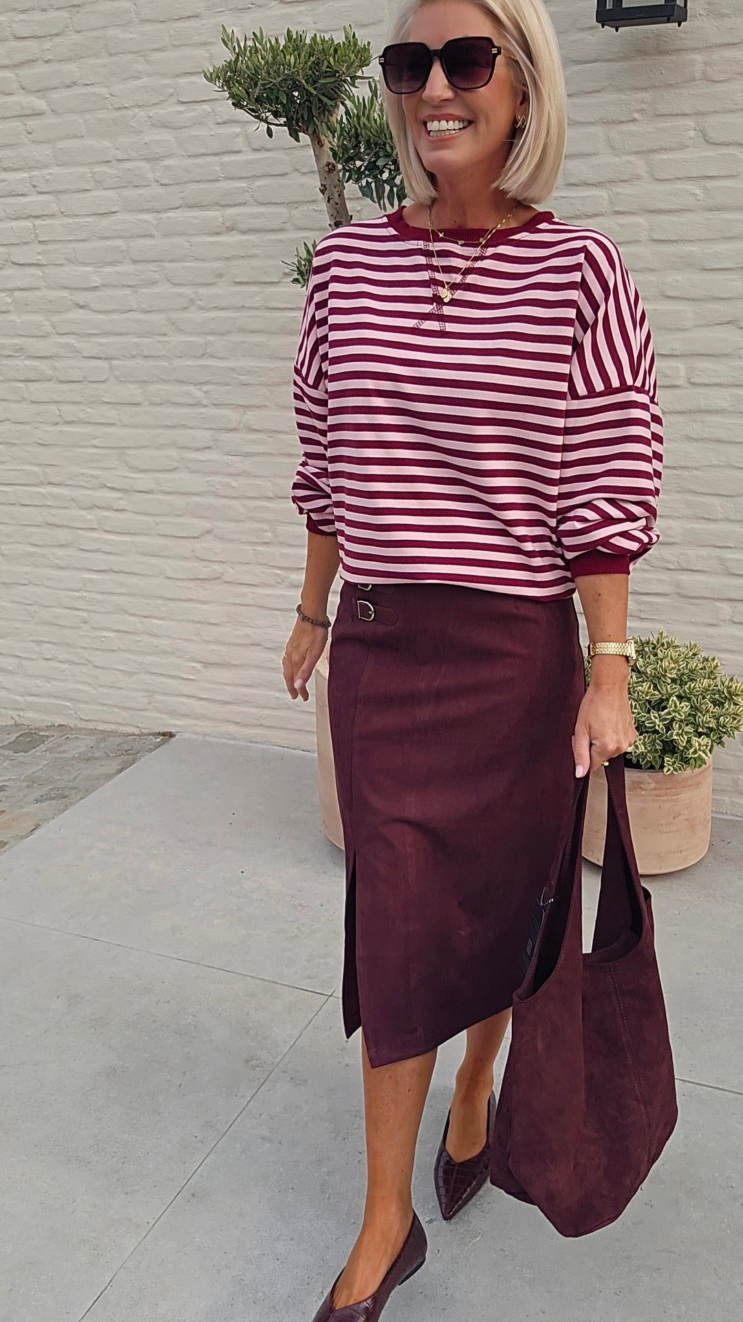 BRITT suede skirt burgundy