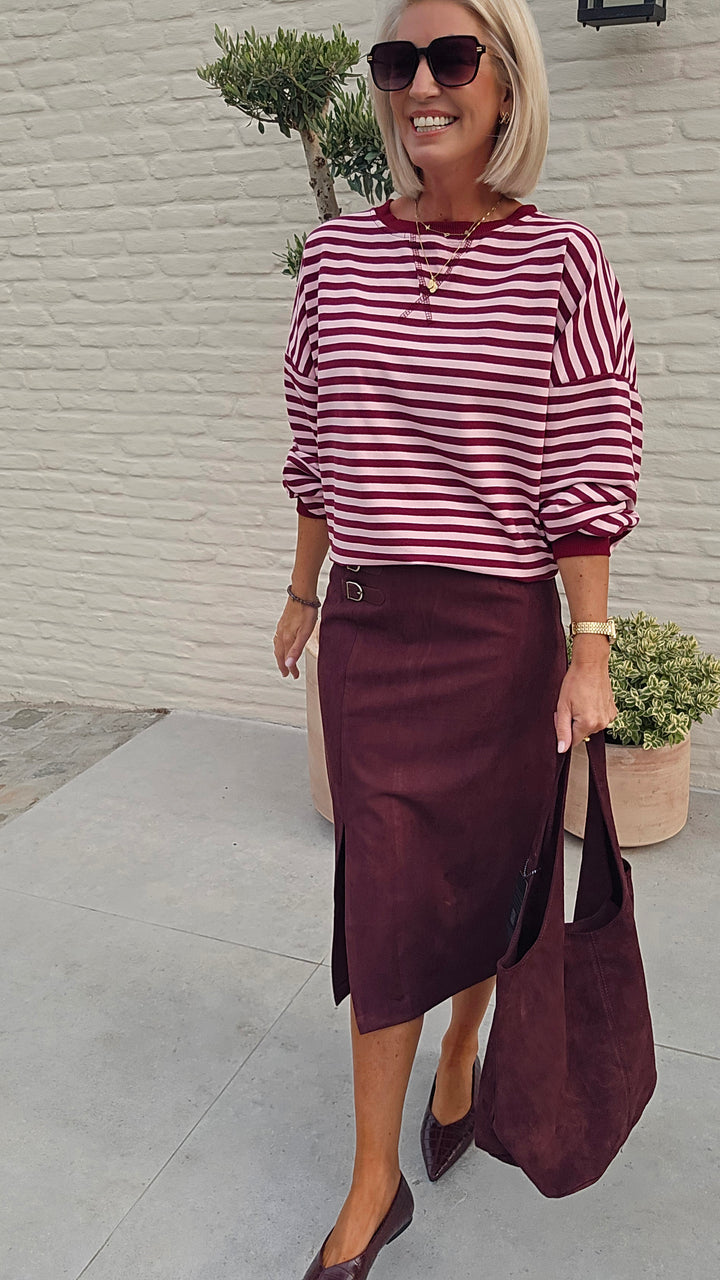 BRITT suede skirt burgundy