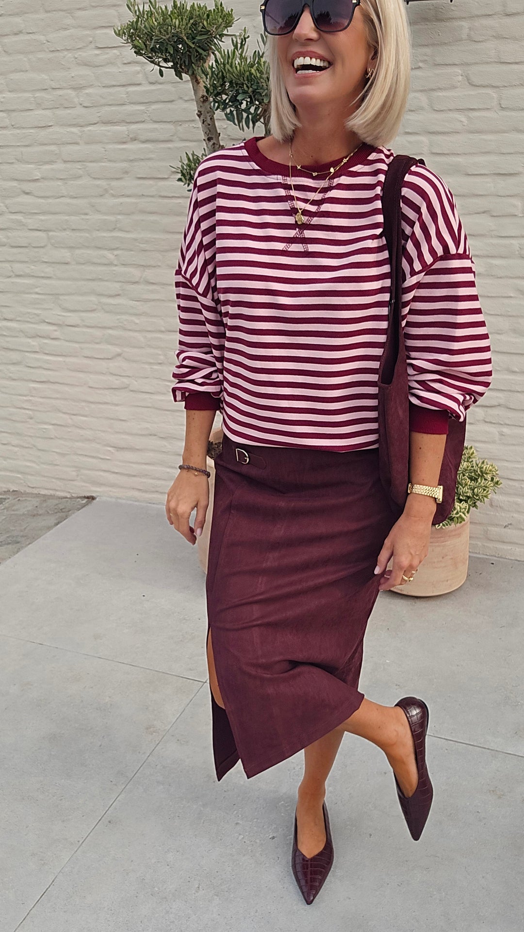 BRITT suede skirt burgundy