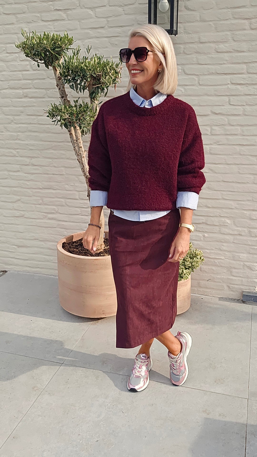 BRITT suede skirt burgundy