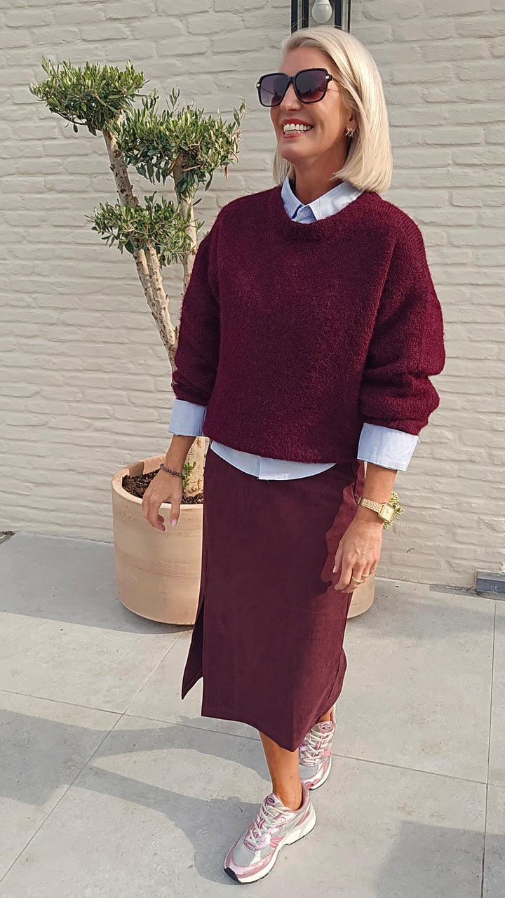 BRITT suede skirt burgundy