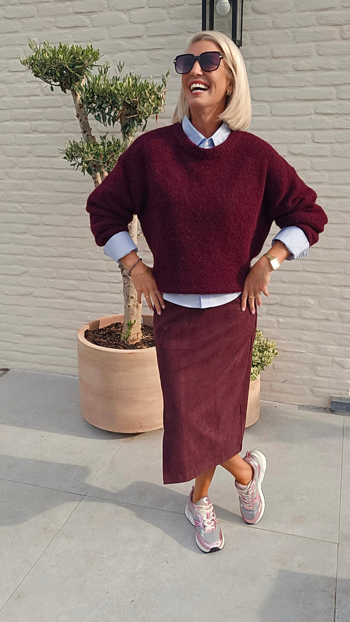 BRITT suede skirt burgundy