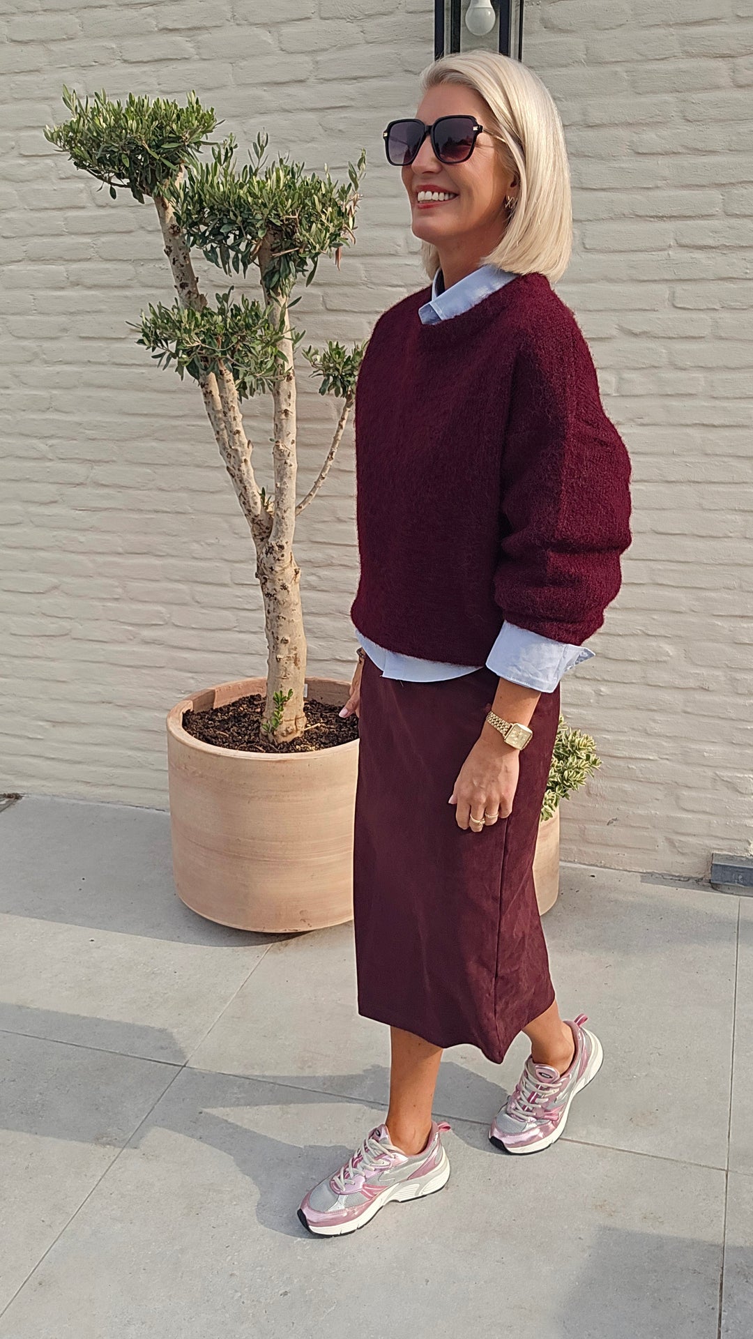 BRITT suede skirt burgundy