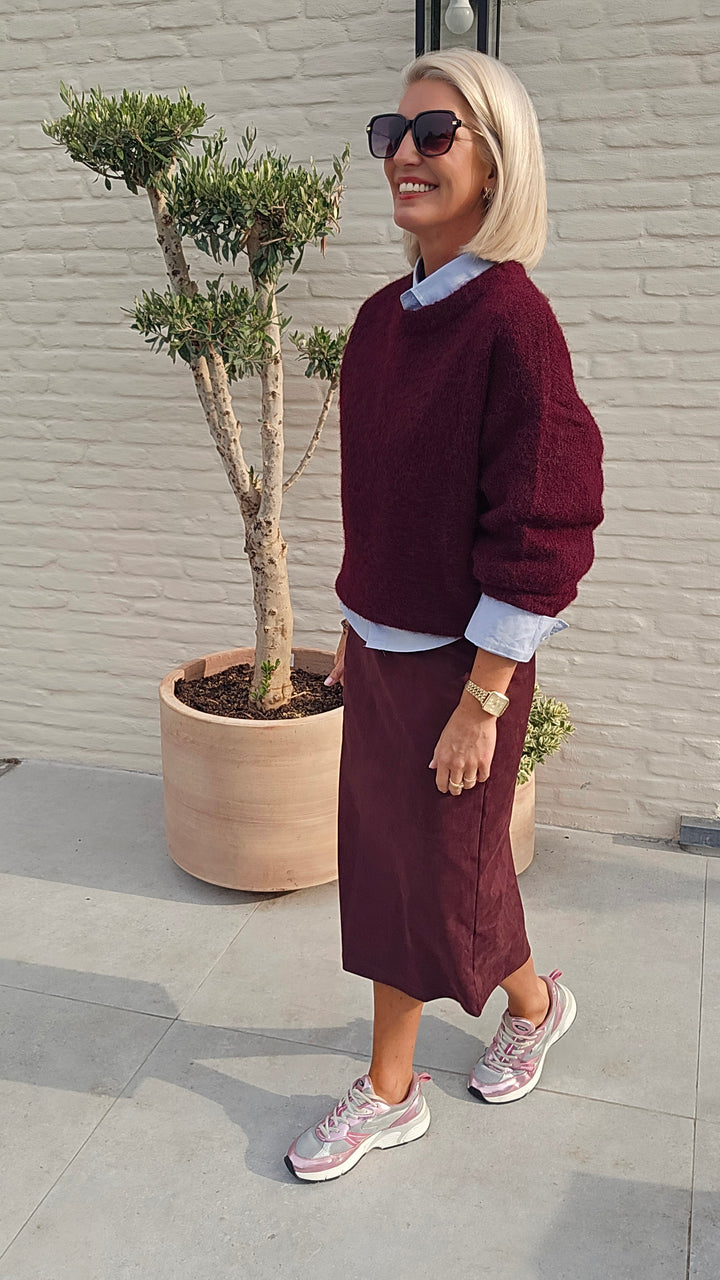 BRITT suede skirt burgundy