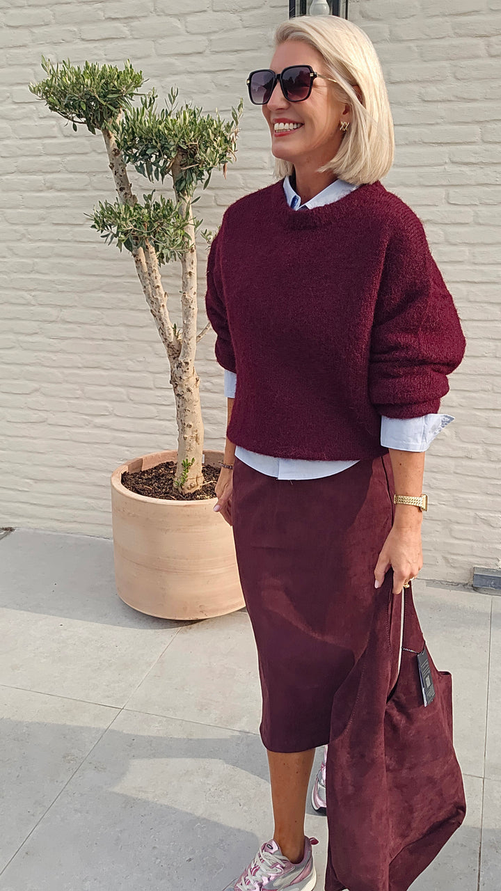 BRITT suede skirt burgundy