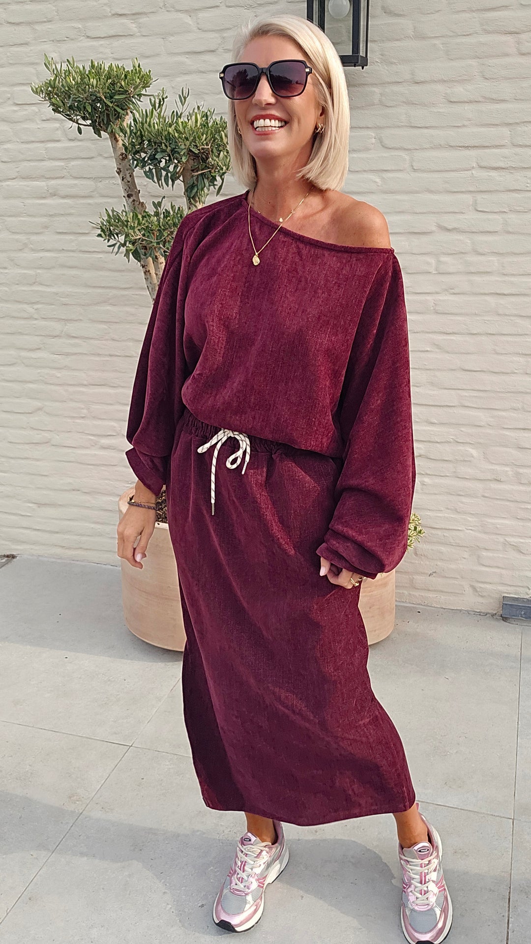 CLAIRE velours top burgundy