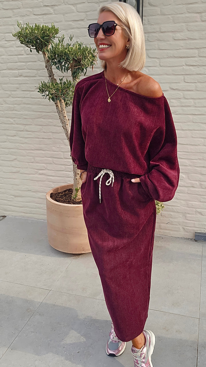 CLAIRE velours top burgundy