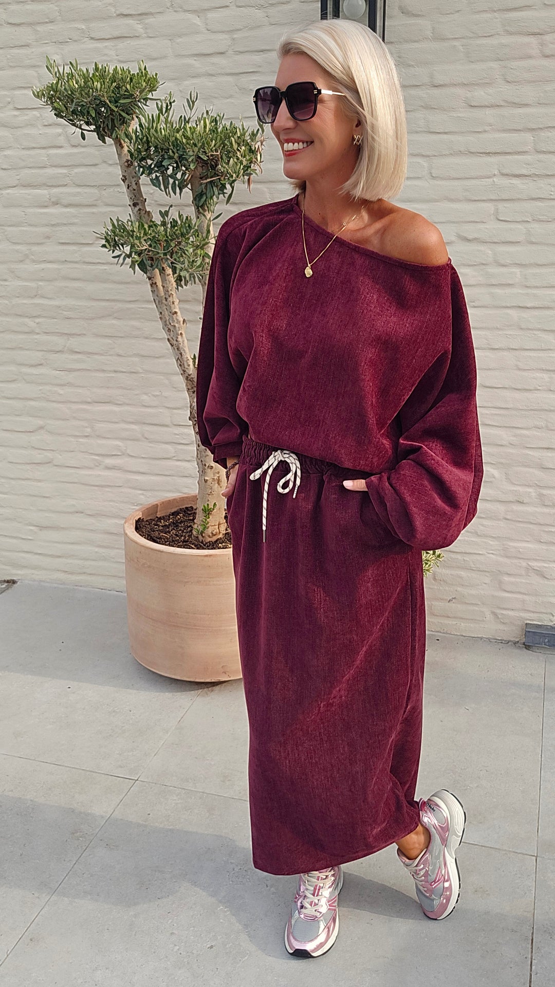 CLAIRE velours top burgundy