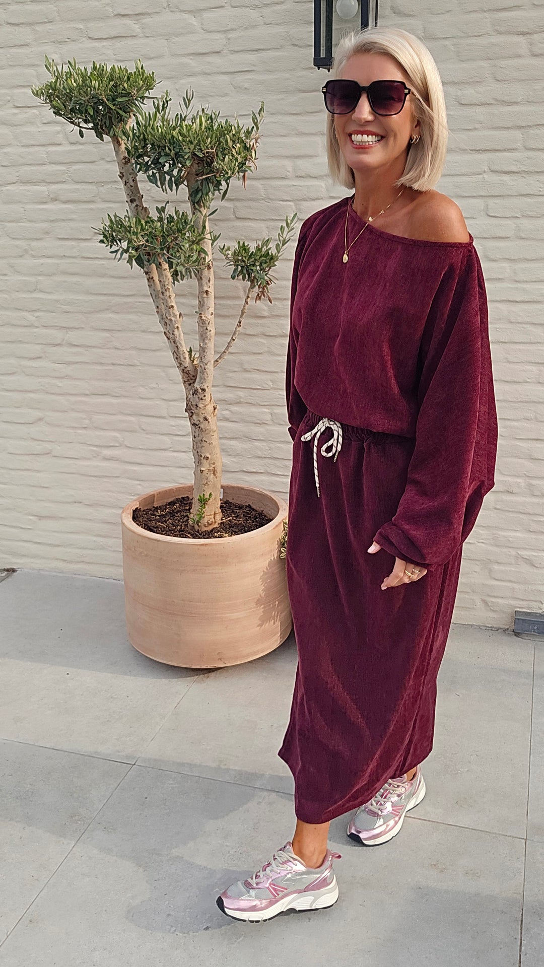 CLAIRE velours top burgundy