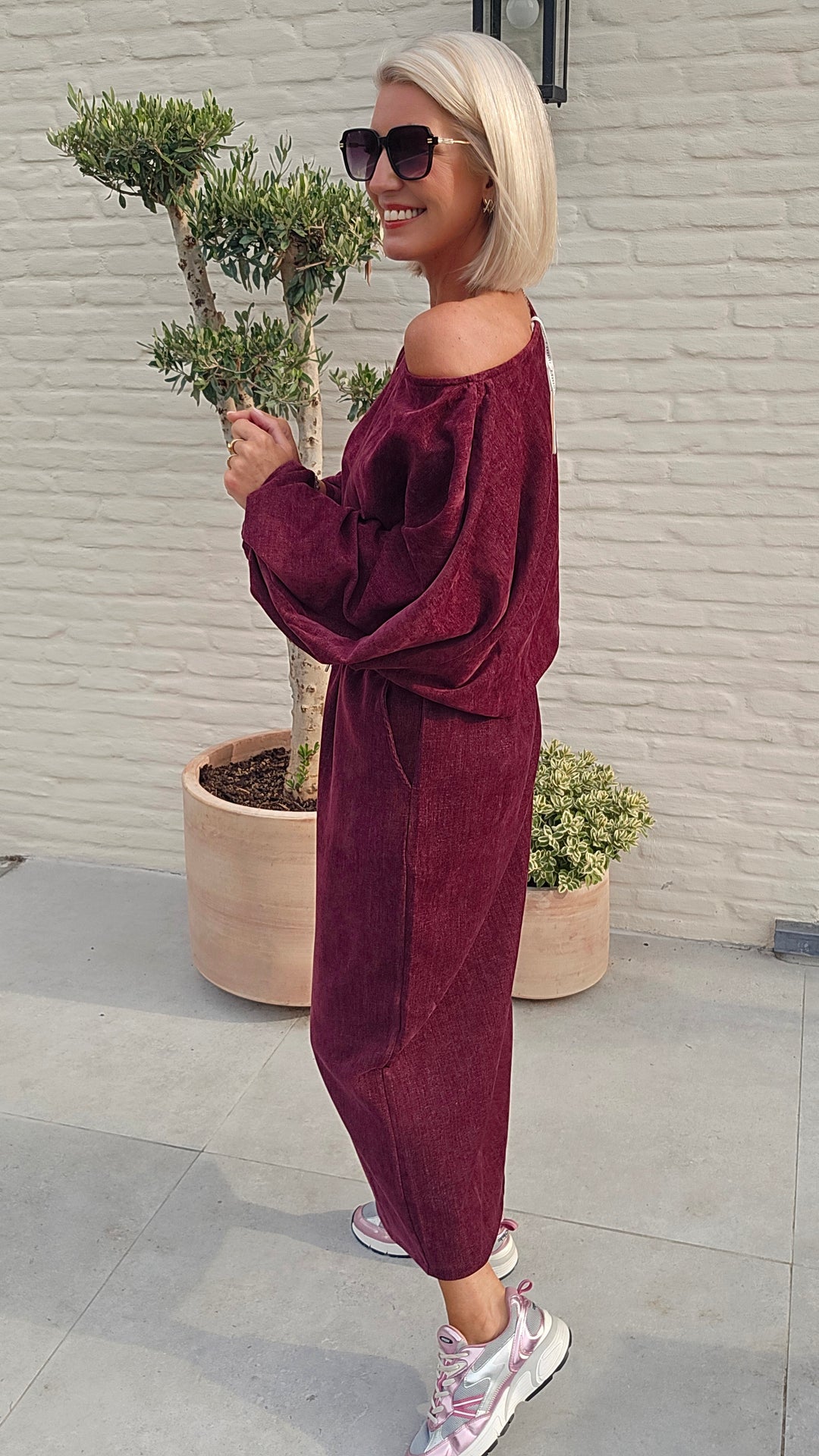 CLAIRE velours top burgundy