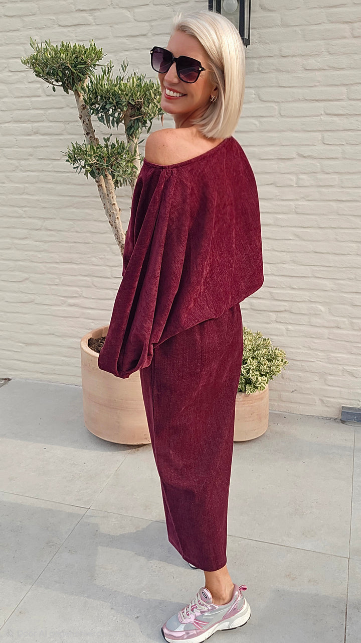 CLAIRE velours top burgundy