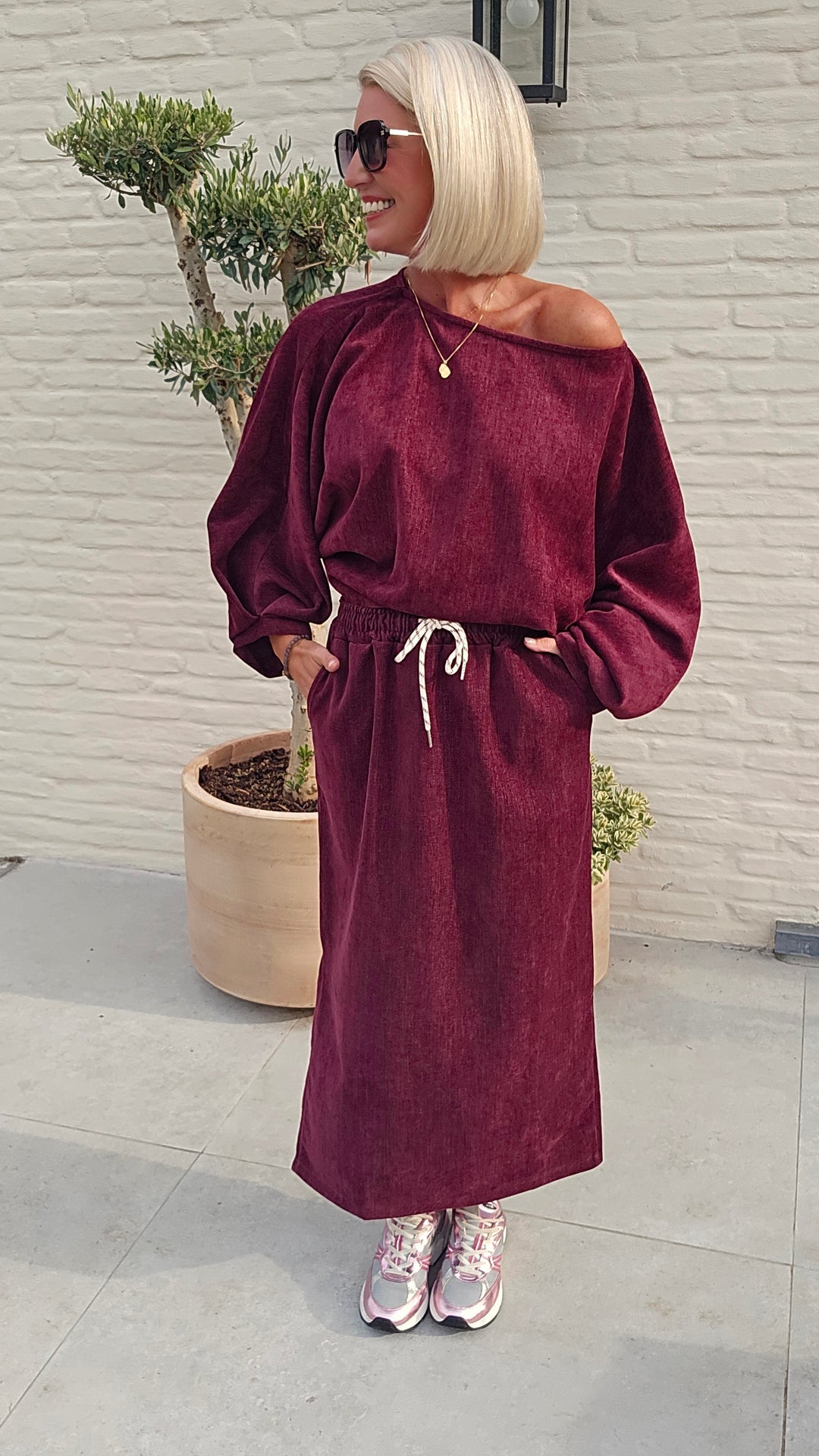 CLAIRE velours top burgundy