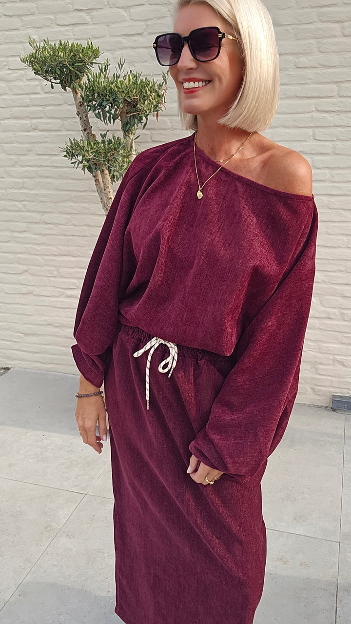 CLAIRE velours top burgundy