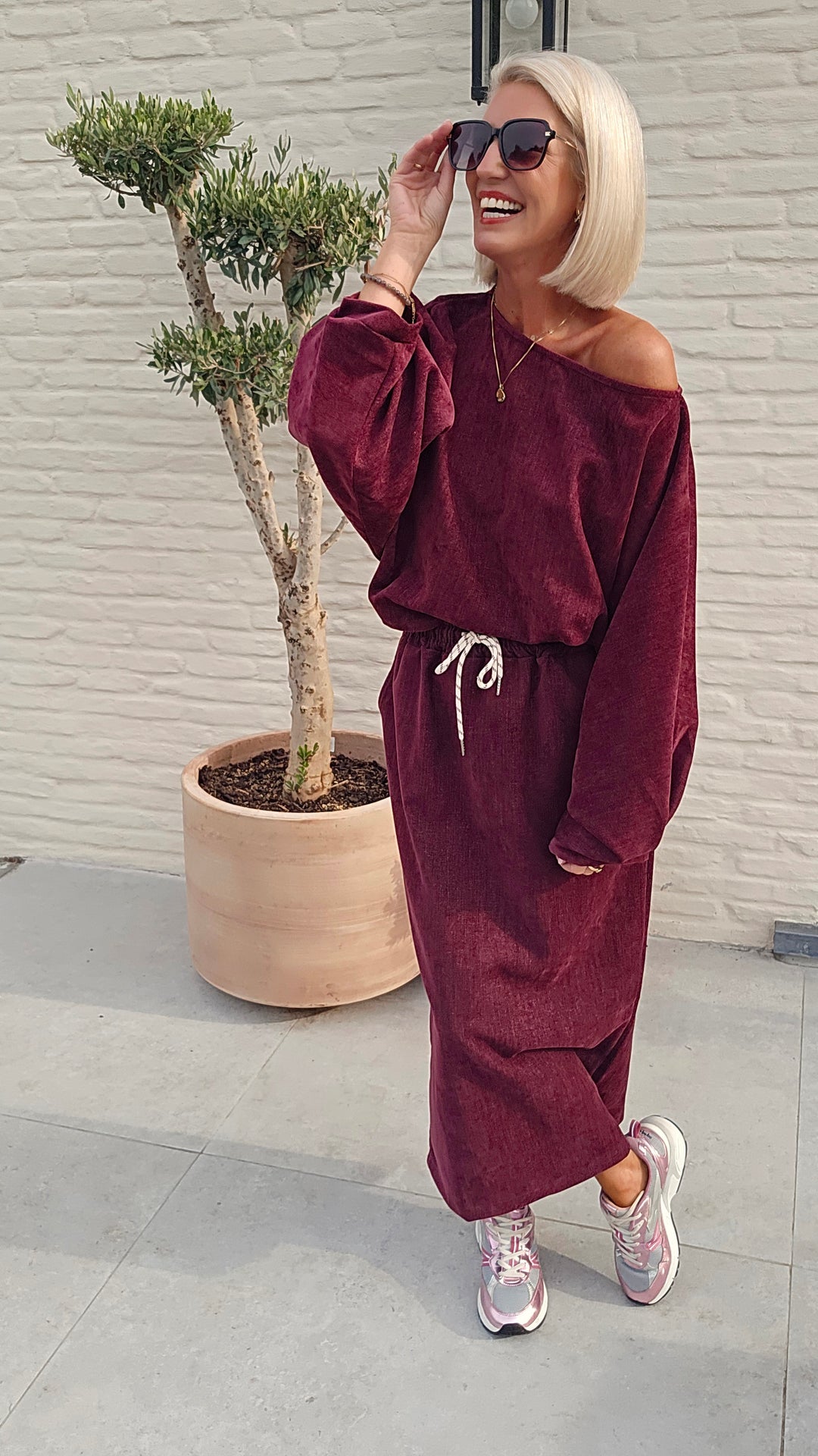 CLAIRE velours top burgundy