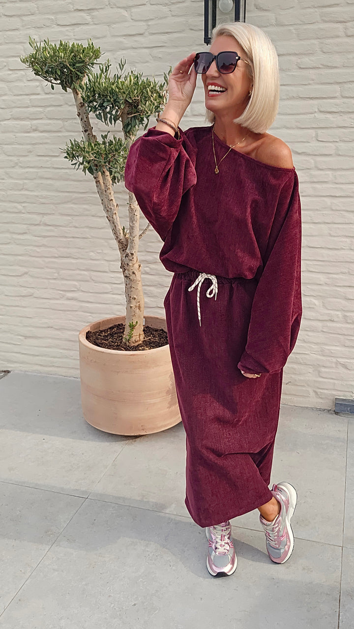 CLAIRE velours top burgundy