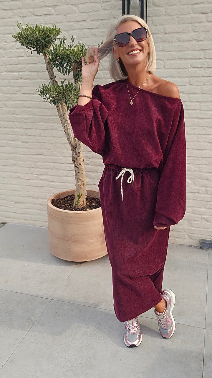 CLAIRE velours top burgundy