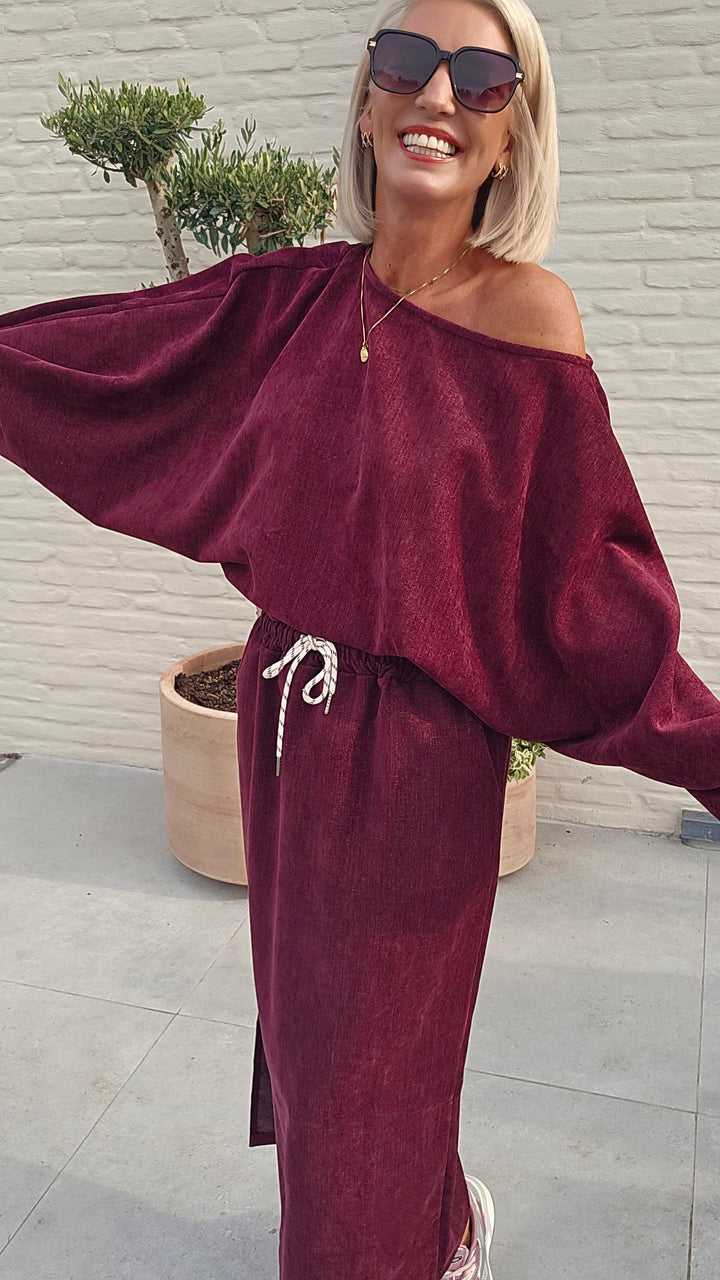 CLAIRE velours top burgundy