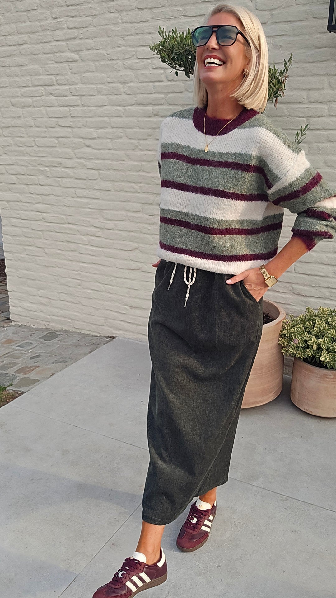 CLEMENCE striped knit olive