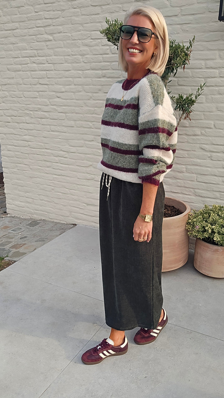 CLEMENCE striped knit olive